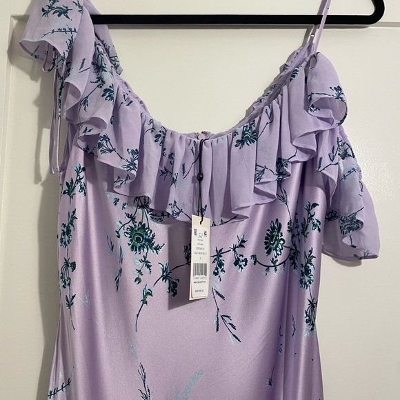 NEW Cinq a Sept Womens Kersti Silk Dress 12 Lined Midi Ruffle Lilac Wine Revolve - Picture 7 of 15